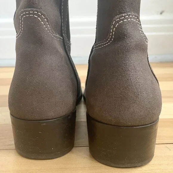 Zara Flat Country Taupe Nubuck Boots Size 37 EU - Picture 8 of 8